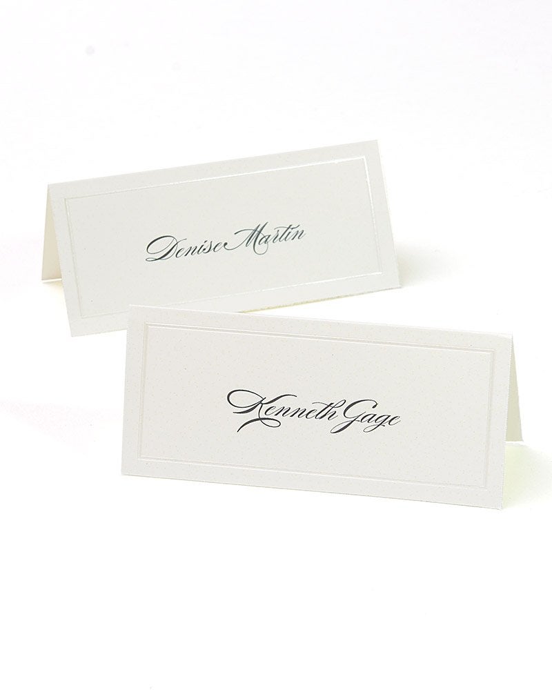 Gartner Studios Ivory Pearl Place Cards, Ivory Cardstock Table Placecards with Pearl Border for Wedding, Printable on Laser/Inkjet Printers, 210 GSM, 3.75â€ x 1.5â€ Folded, 48-Pack (83004) - Image 1